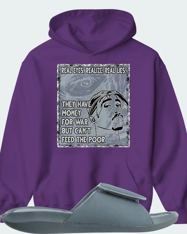 Jordan Hydro 6 Sneaker Matching Purple Hoodie - TUPAC Real Eyes Realize Real Lies
