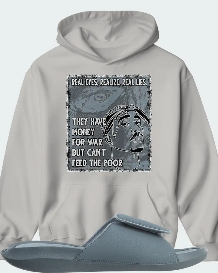 Jordan Hydro 6 Sneaker Matching Grey Hoodie - TUPAC Real Eyes Realize Real Lies