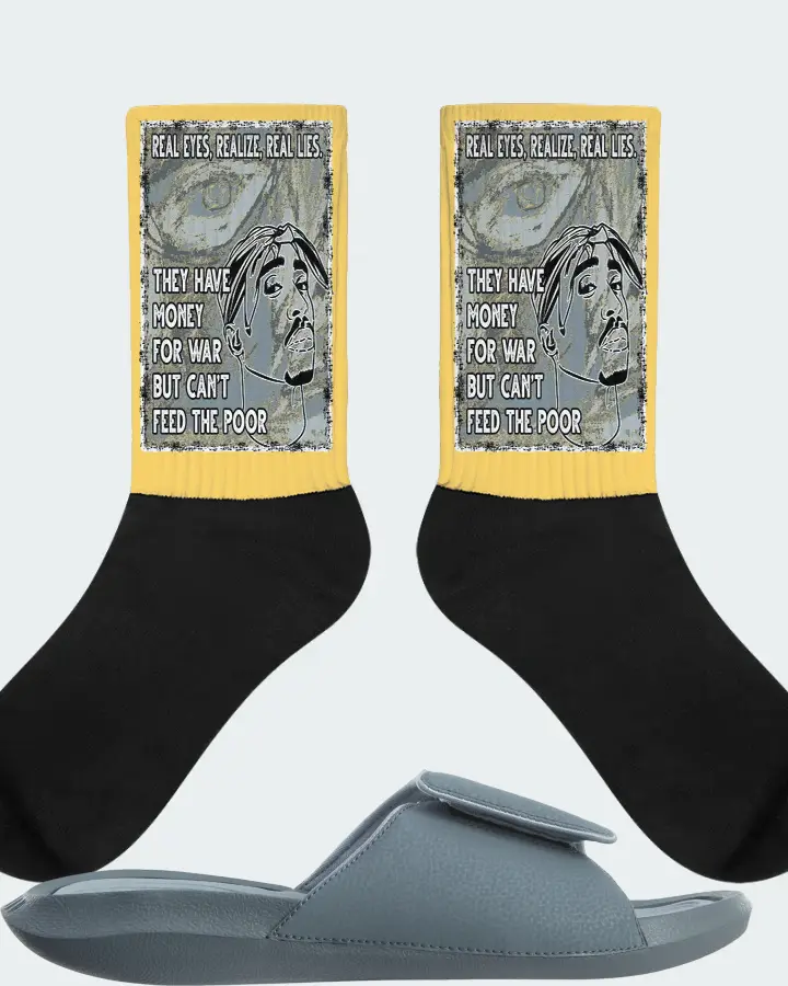 Jordan Hydro 6 Sneaker Matching Yellow Socks - TUPAC Real Eyes Realize Real Lies