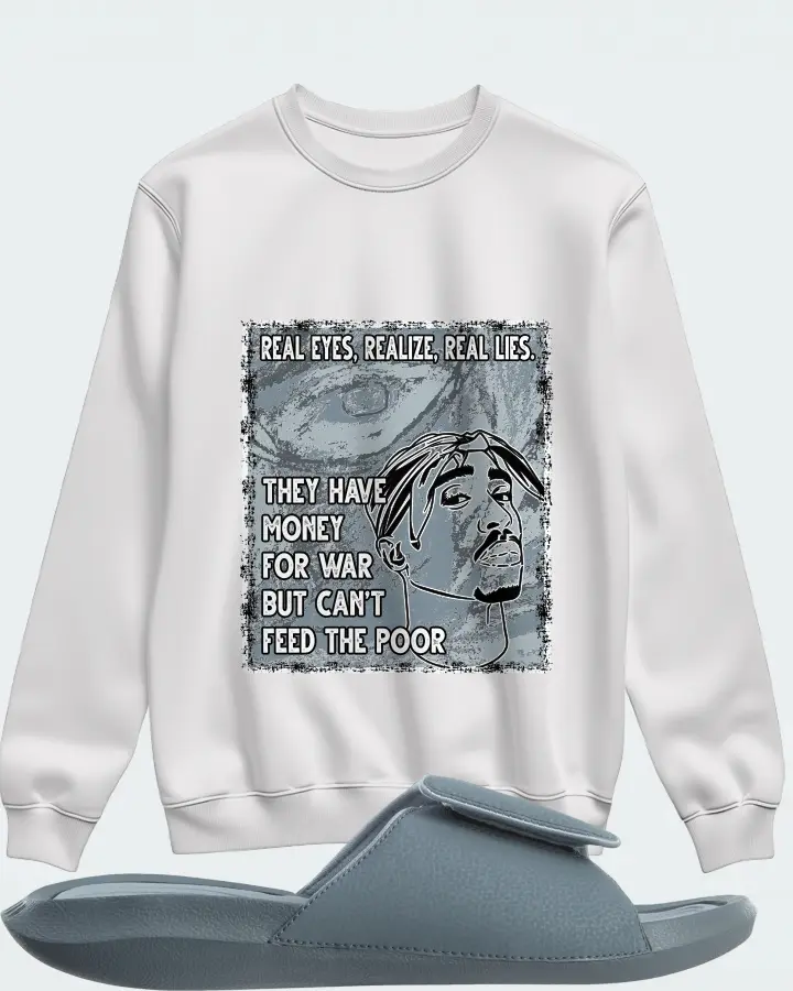 Jordan Hydro 6 Sneaker Matching White Sweatshirt - TUPAC Real Eyes Realize Real Lies