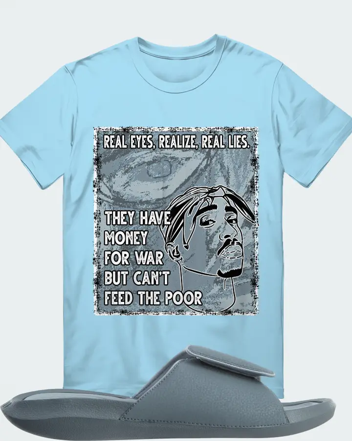 Jordan Hydro 6 Sneaker Matching Ocean Blue T-Shirt - TUPAC Real Eyes Realize Real Lies