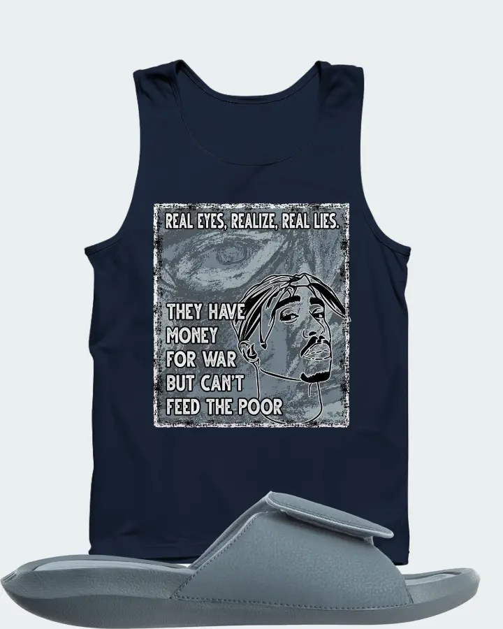Jordan Hydro 6 Sneaker Matching Navy Tank Top - TUPAC Real Eyes Realize Real Lies