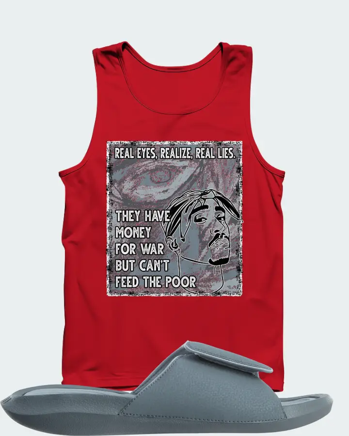 Jordan Hydro 6 Sneaker Matching Red Tank Top - TUPAC Real Eyes Realize Real Lies