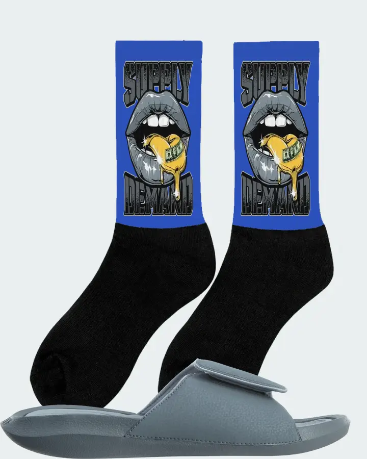 Jordan Hydro 6 Sneaker Matching Royal Blue Socks (Supply Demand) - View 3