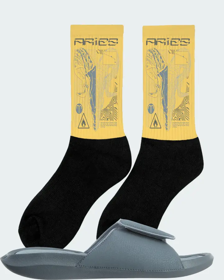Jordan Hydro 6 Sneaker Matching Yellow Socks (ARIES) - View 3