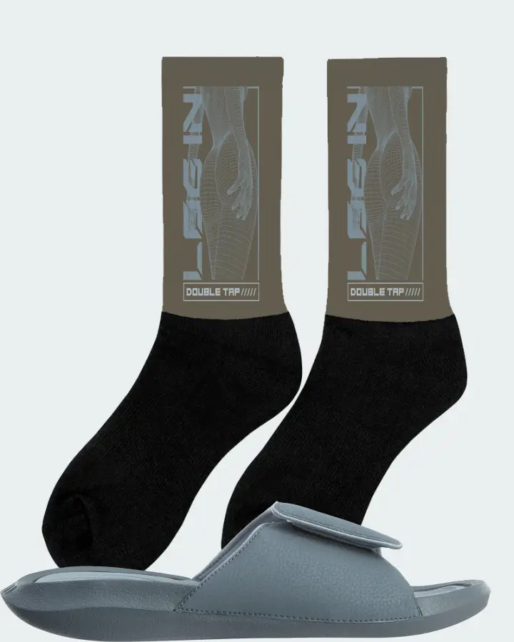Jordan Hydro 6 Sneaker Matching Army Green Socks (LOGIN) - View 3