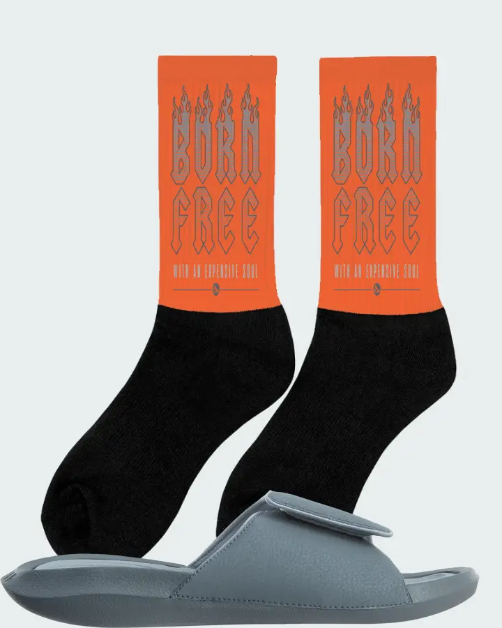 Jordan Hydro 6 Sneaker Matching Orange Socks (Born Free) - View 3