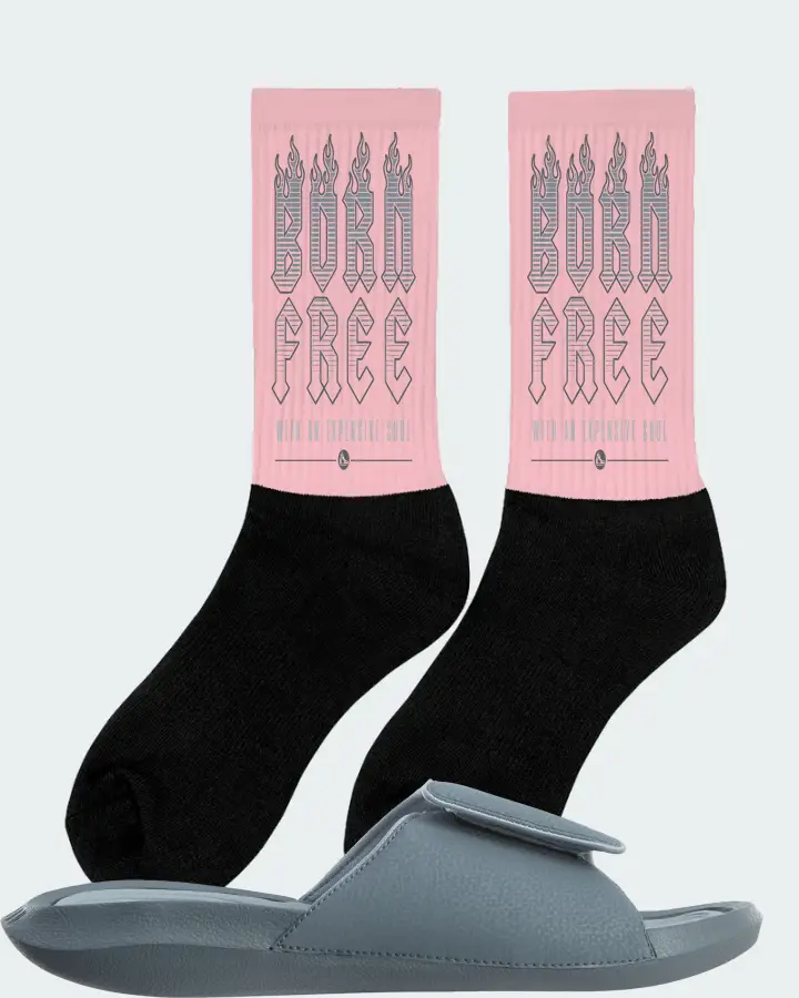 Jordan Hydro 6 Sneaker Matching Pink Socks (Born Free) - View 3