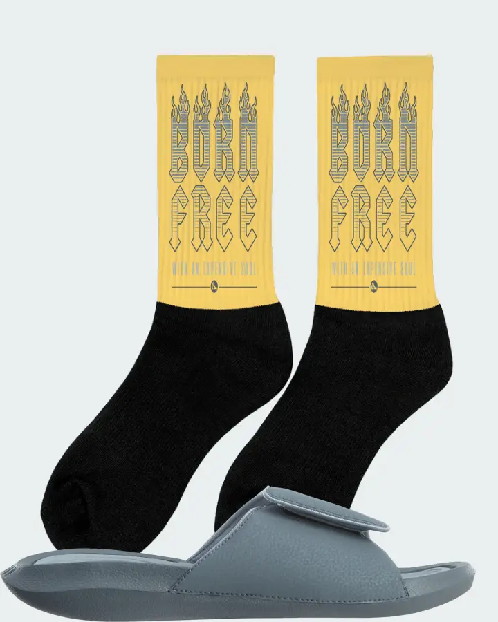 Jordan Hydro 6 Sneaker Matching Yellow Socks (Born Free) - View 3