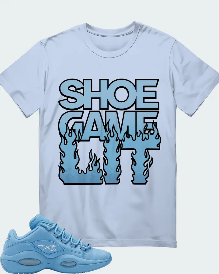 Reebok Question Low Sneaker Matching Baby Blue T-Shirt - Shoe Game Lit Refreshed