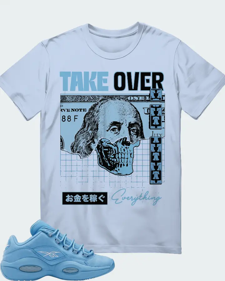 Reebok Question Low Sneaker Matching Baby Blue T-Shirt - Take Over