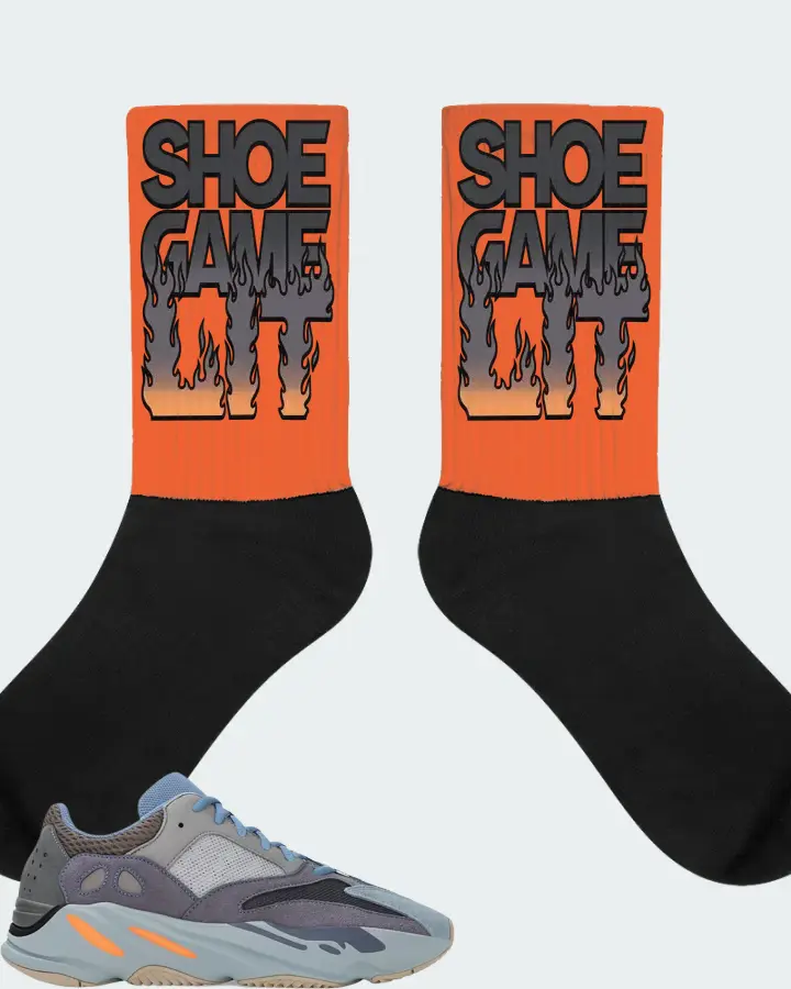 adidas Yeezy Boost 700 Sneaker Matching Orange Socks - Shoe Game Lit Refreshed