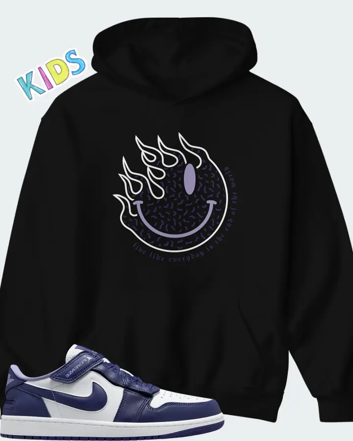 Jordan 1 Low Flyease Sky J Purple Matching Kid's Hoodie