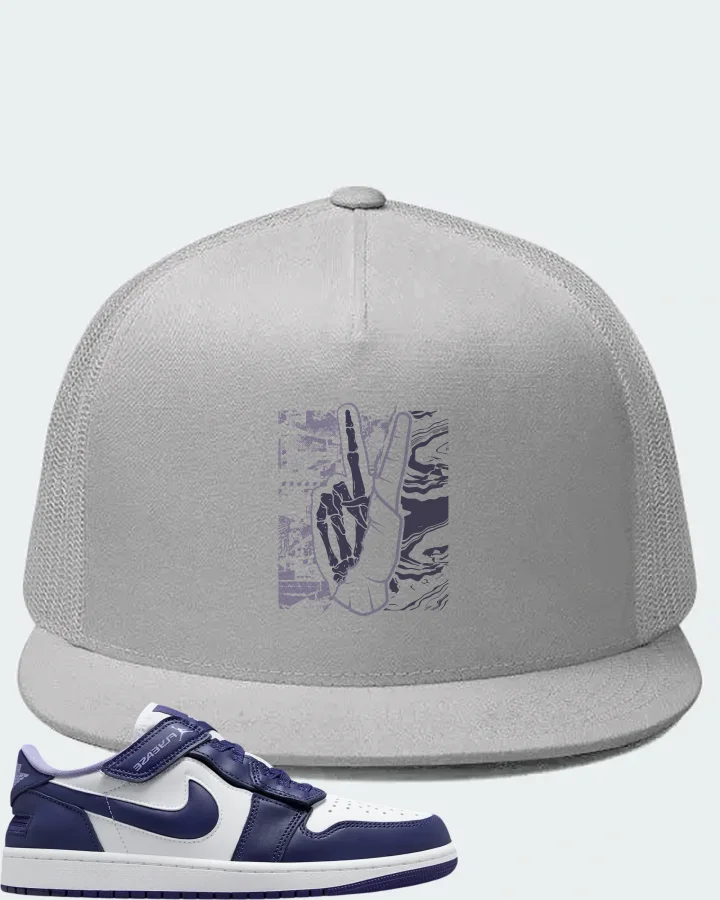 Jordan 1 Low Flyease Sky J Purple Sneaker Matching White Hat - Peace of mind