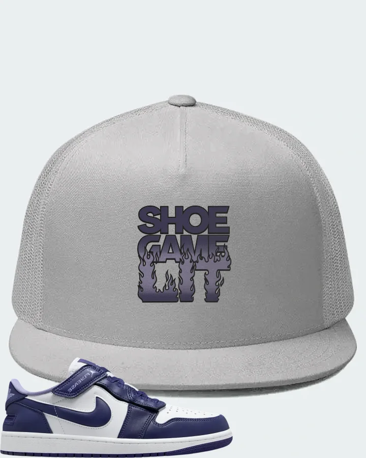 Jordan 1 Low Flyease Sky J Purple Sneaker Matching White Hat - Shoe Game Lit Refreshed