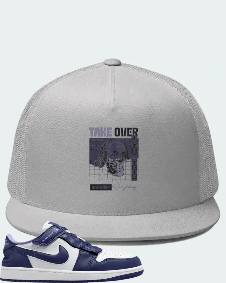 Jordan 1 Low Flyease Sky J Purple Sneaker Matching White Hat - Take Over