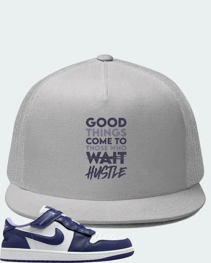Jordan 1 Low Flyease Sky J Purple Sneaker Matching White Hat - Good Things Come