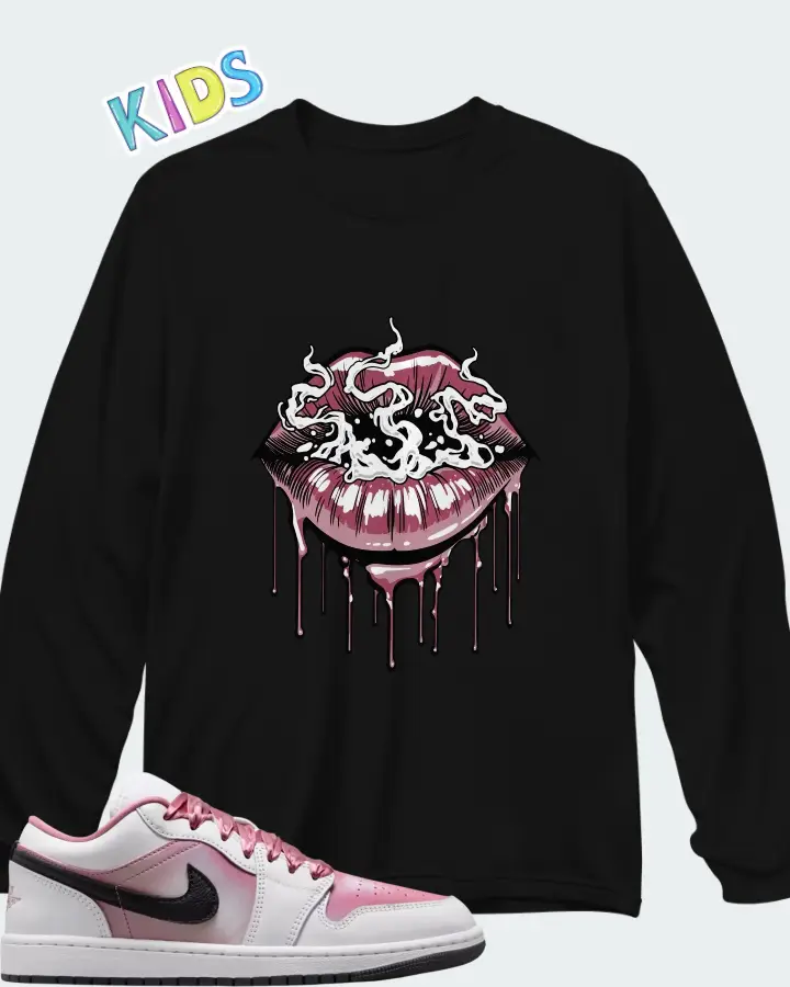 Air Jordan 1 Low SE White Desert Berry Matching Kid's Long Sleeve T-Shirt