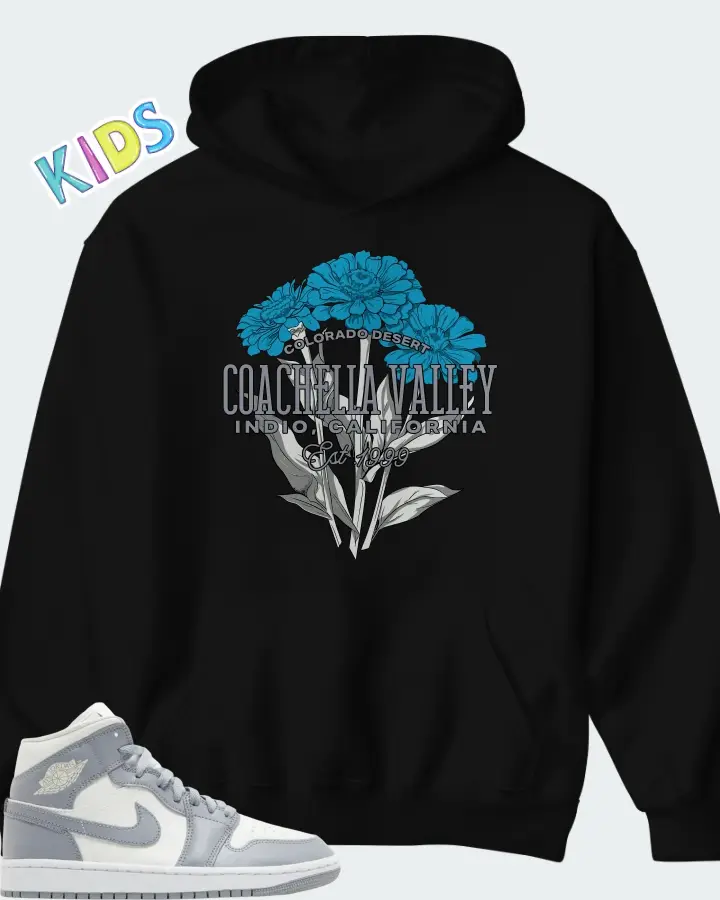 Air Jordan 1 Mid Stealth Matching Kid's Hoodie