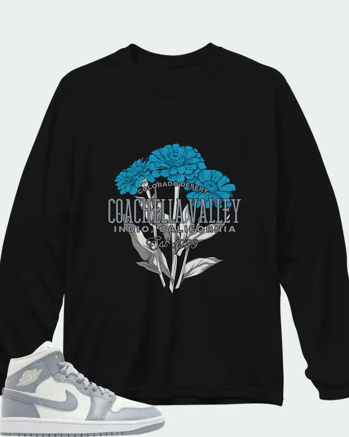 Air Jordan 1 Mid Stealth Matching Long Sleeve T-Shirt