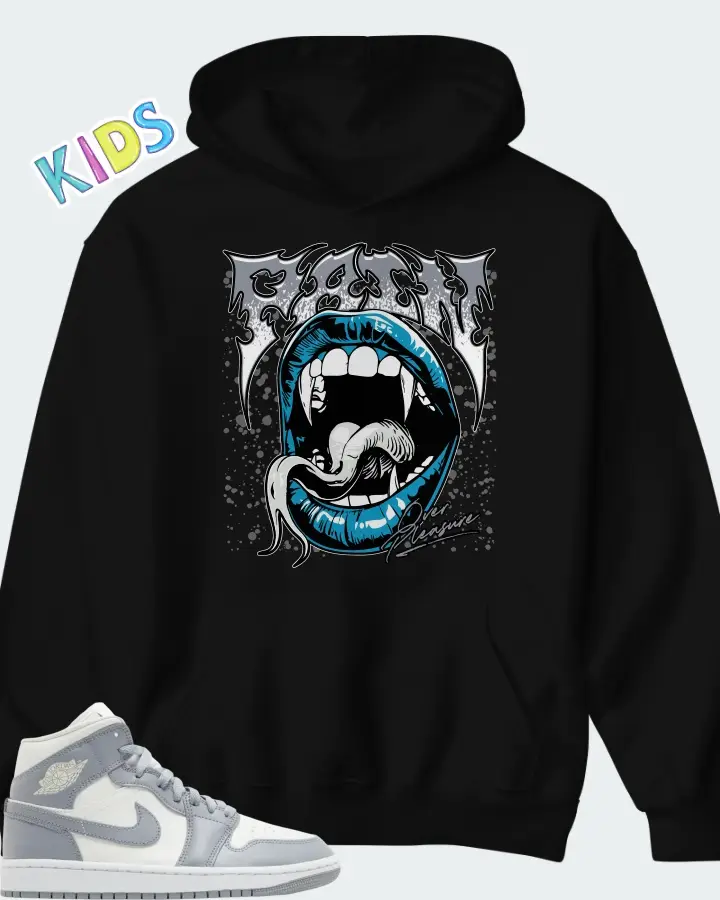 Air Jordan 1 Mid Stealth Matching Kid's Hoodie