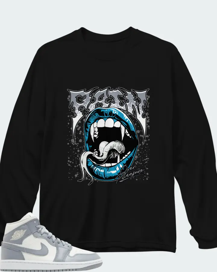 Air Jordan 1 Mid Stealth Matching Long Sleeve T-Shirt