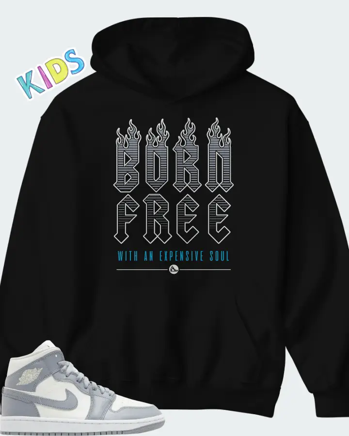 Air Jordan 1 Mid Stealth Matching Kid's Hoodie