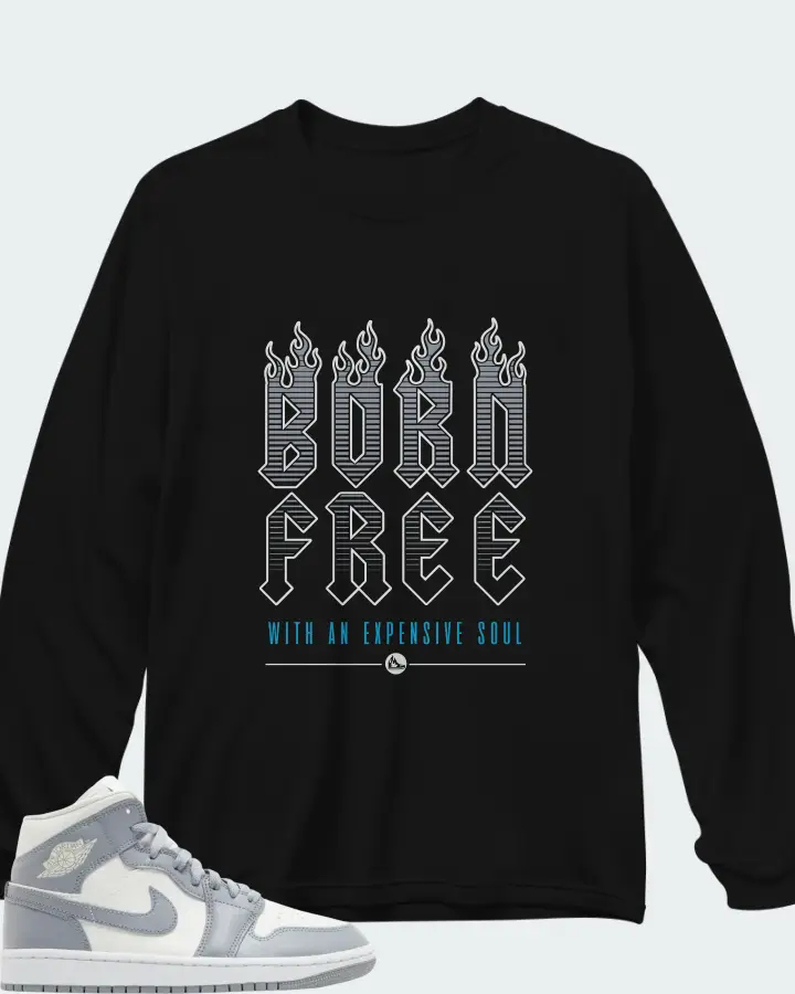 Air Jordan 1 Mid Stealth Matching Long Sleeve T-Shirt