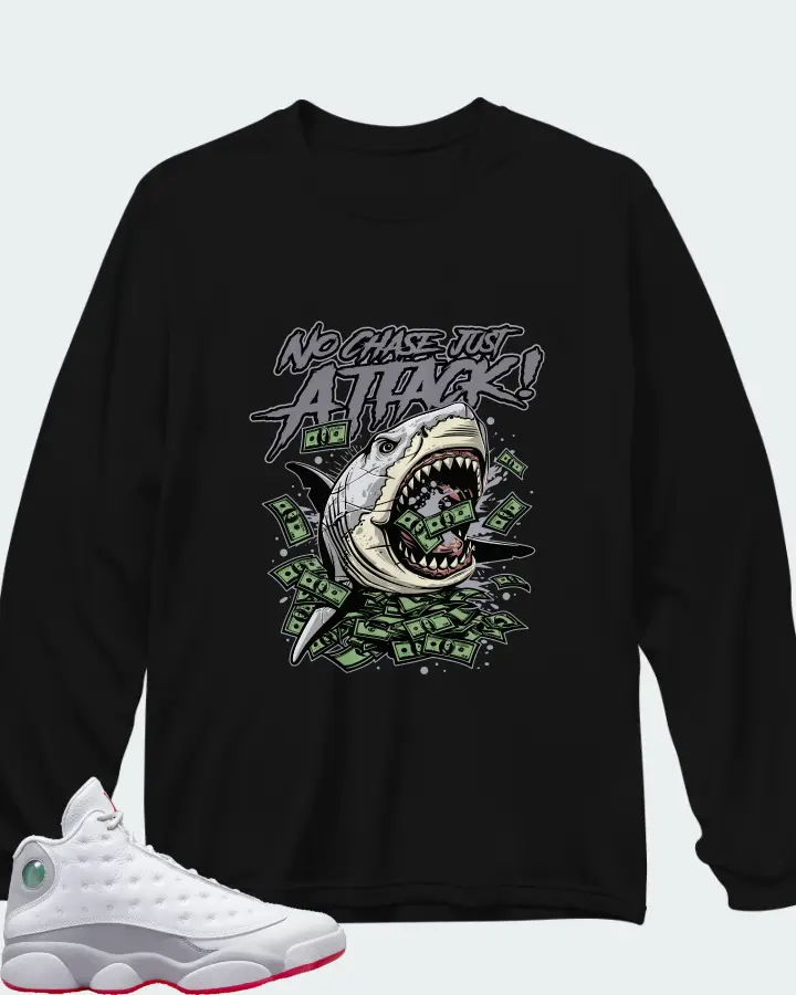 Air Jordan 13 Retro White Wolf Grey Matching Long Sleeve T-Shirt