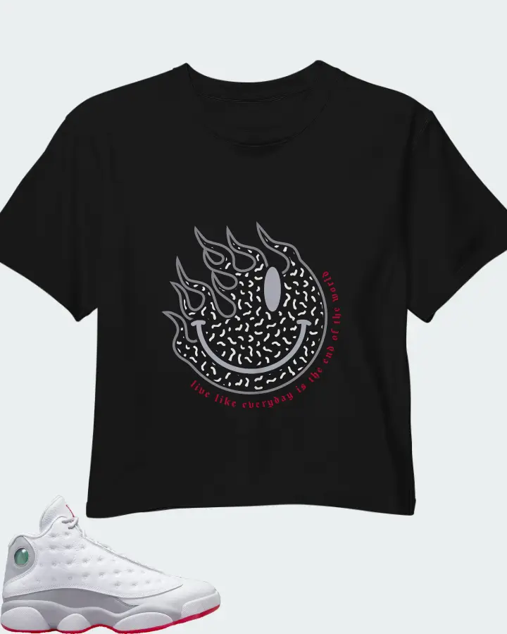 Air Jordan 13 Retro White Wolf Grey Matching Crop Top