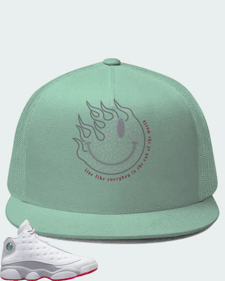 Air Jordan 13 Retro White Wolf Grey Matching Hat