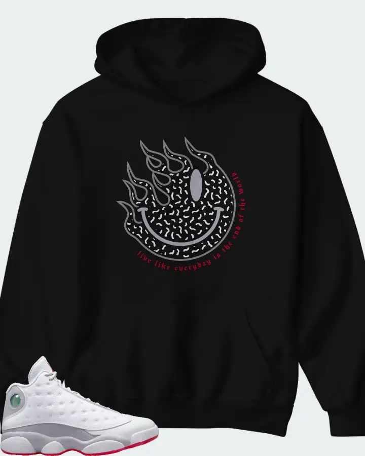 Air Jordan 13 Retro White Wolf Grey Matching Hoodie