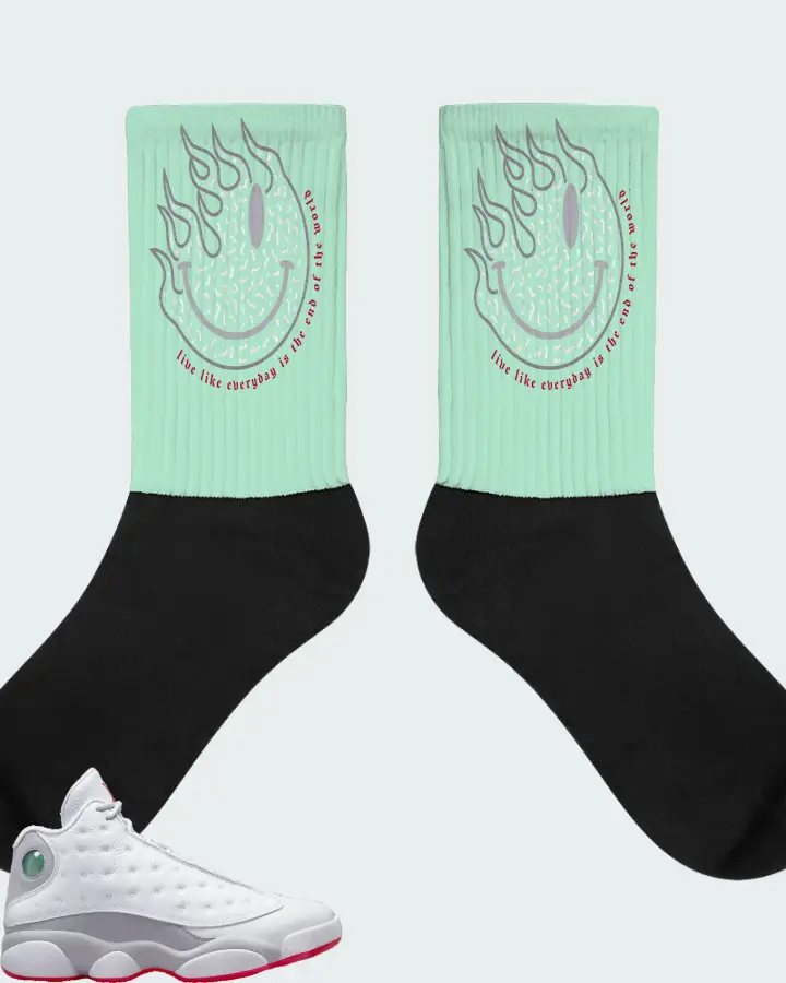 Air Jordan 13 Retro White Wolf Grey Matching Socks