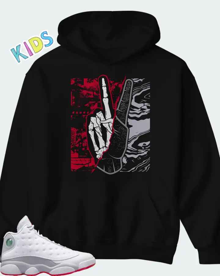Air Jordan 13 Retro White Wolf Grey Matching Kid's Hoodie