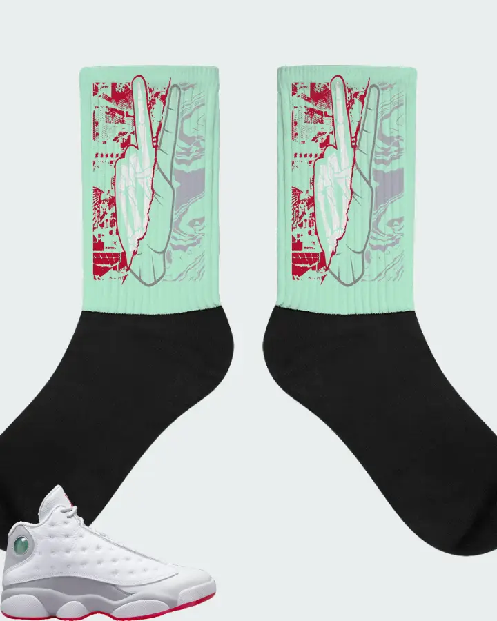 Air Jordan 13 Retro White Wolf Grey Matching Socks