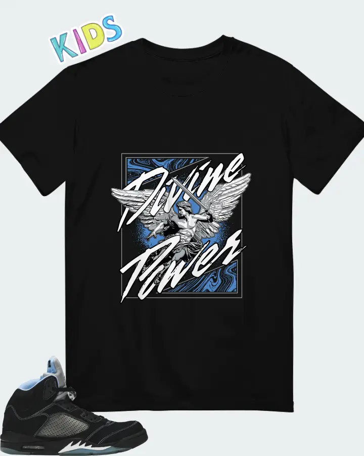 Air Jordan 5 Retro Black University Blue 2026 Matching Kid's T-Shirt