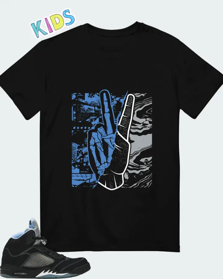 Air Jordan 5 Retro Black University Blue 2026 Matching Kid's T-Shirt