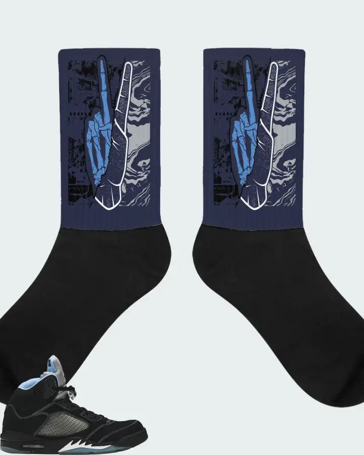 Air Jordan 5 Retro Black University Blue 2026 Matching Socks
