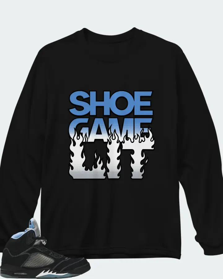 Air Jordan 5 Retro Black University Blue 2026 Matching Long Sleeve T-Shirt