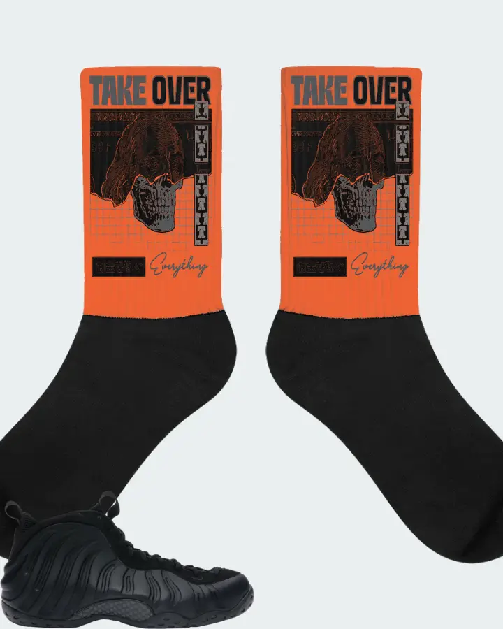 Nike Air Foamposite One Sneaker Matching Orange Socks - Take Over
