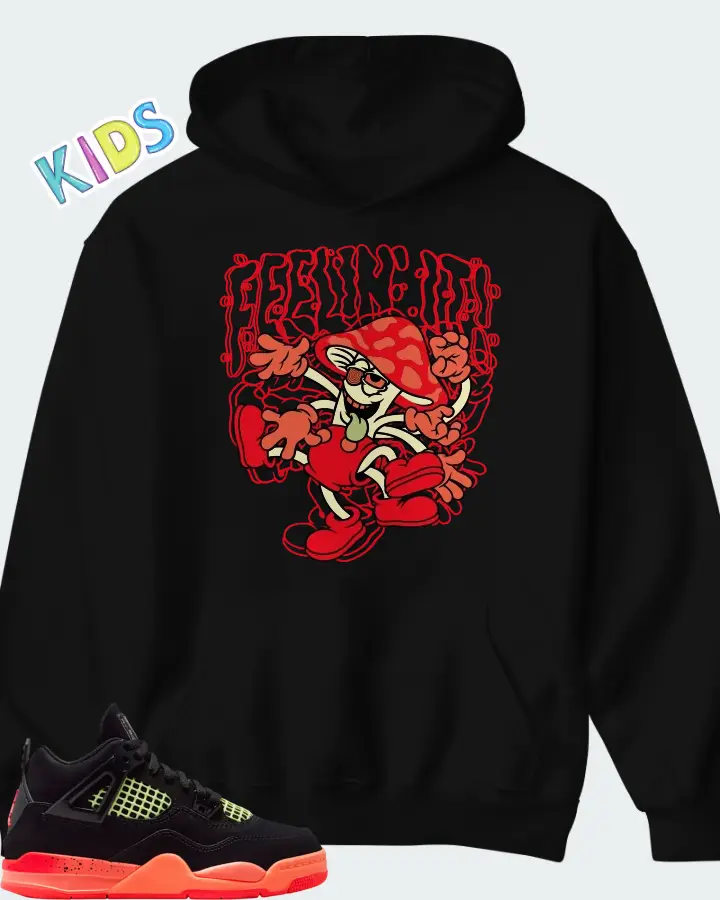 Air Jordan 4 Retro Black Infrared 23 Matching Kid's Hoodie