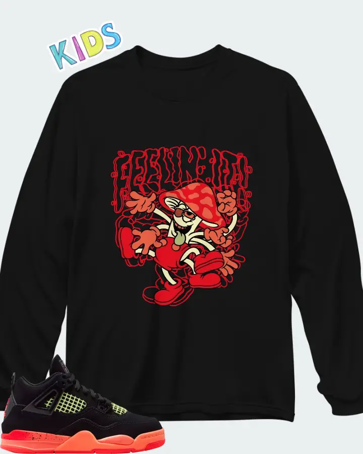 Air Jordan 4 Retro Black Infrared 23 Matching Kid's Long Sleeve T-Shirt