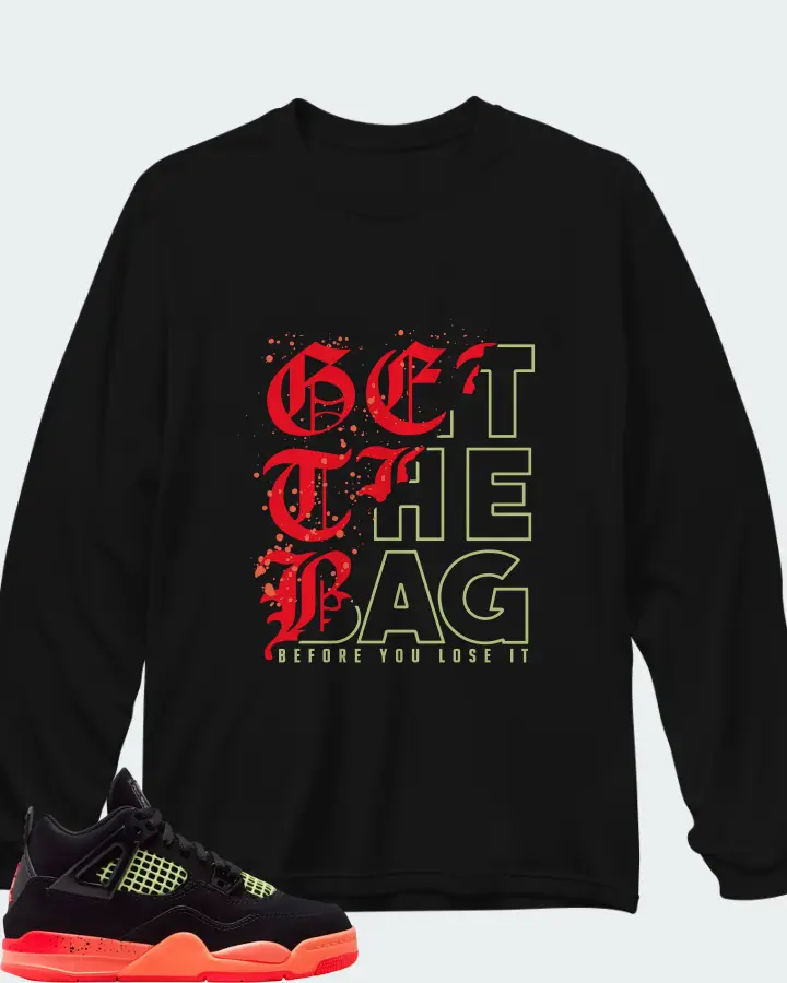 Air Jordan 4 Retro Black Infrared 23 Matching Long Sleeve T-Shirt