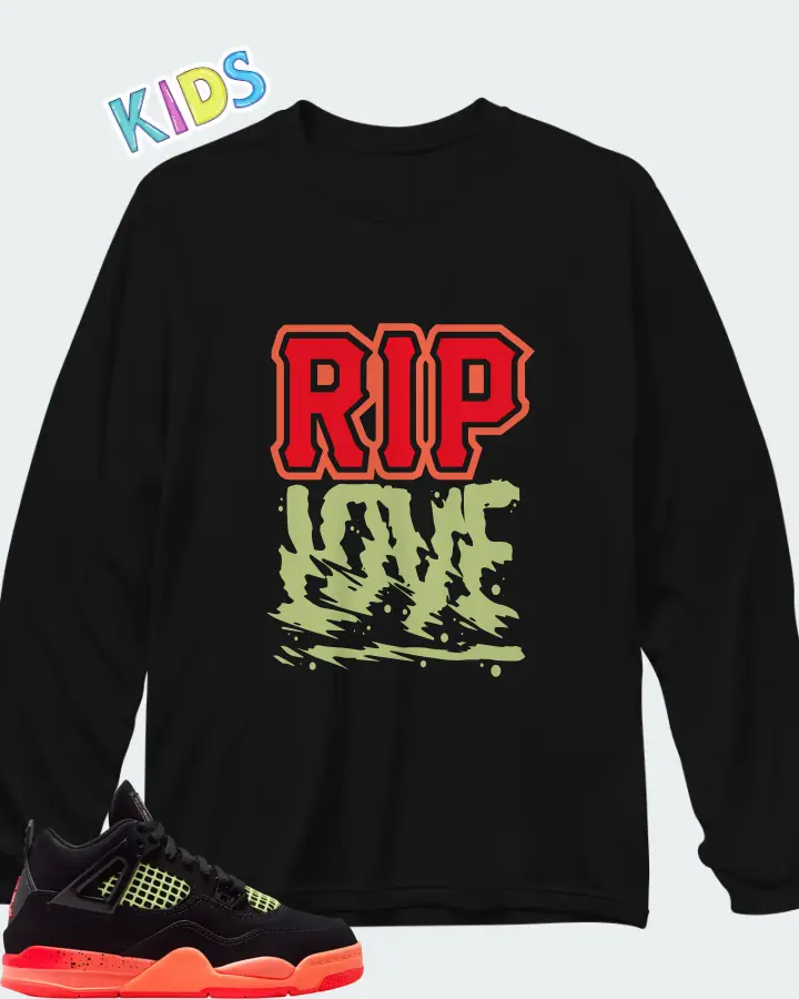 Air Jordan 4 Retro Black Infrared 23 Matching Kid's Long Sleeve T-Shirt