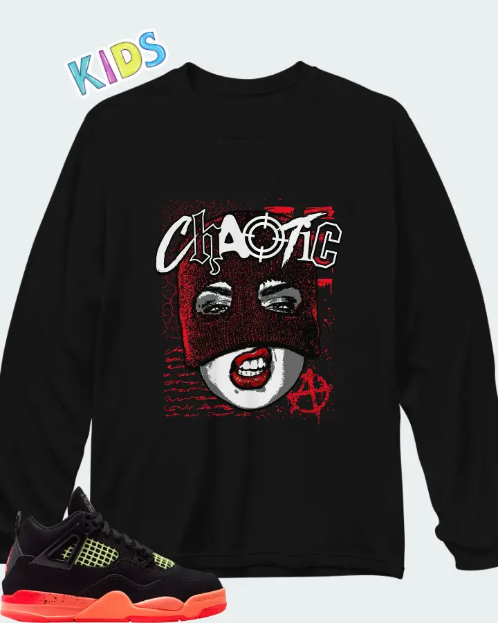 Air Jordan 4 Retro Black Infrared 23 Matching Kid's Long Sleeve T-Shirt