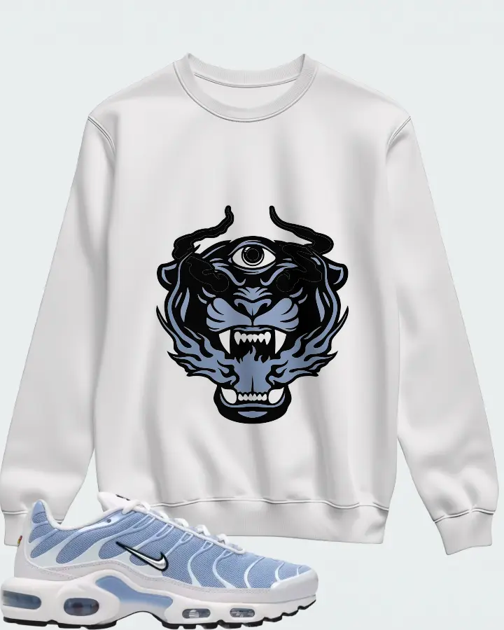 Nike Air Max Plus White Aluminum Metallic Silver Matching Sweatshirt