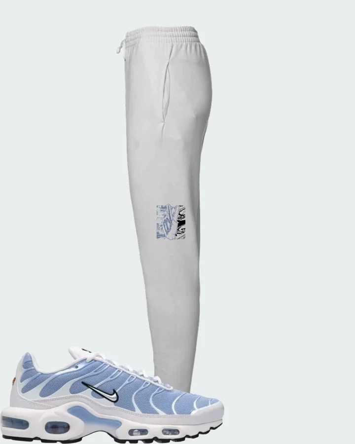 Nike Air Max Plus White Aluminum Metallic Silver Matching Joggers