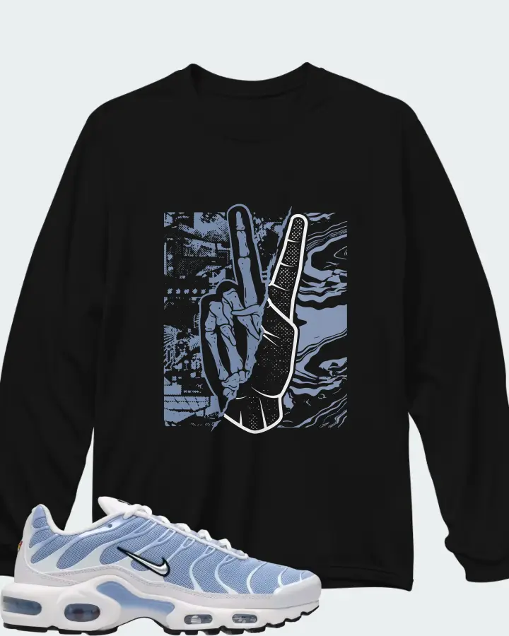 Nike Air Max Plus White Aluminum Metallic Silver Matching Long Sleeve T-Shirt