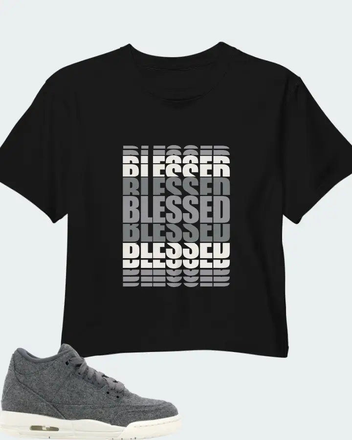 Jordan 3 Retro Sneaker Matching Black Crop Top - BLESSED Many Times