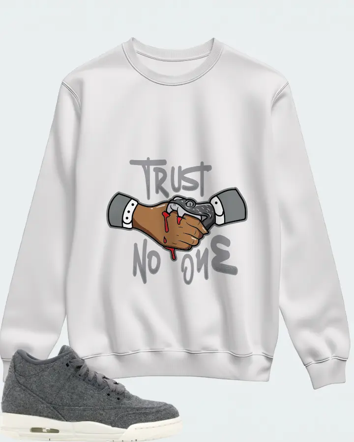 Jordan 3 Retro Sneaker Matching White Sweatshirt - Trust No One